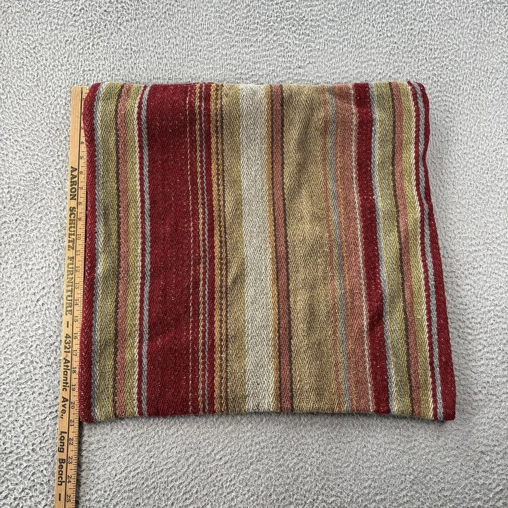 Pottery Barn Red, Tan, Cream & Green Striped Pillow Cover
